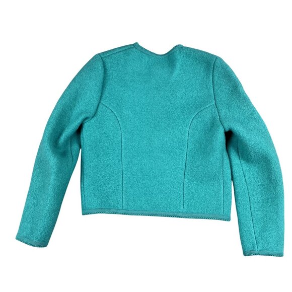 VTG Carol Reed Womens 100% Wool Teal Cardigan Sweater Sz 10 - Made in Hong Kong - Picture 2 of 4